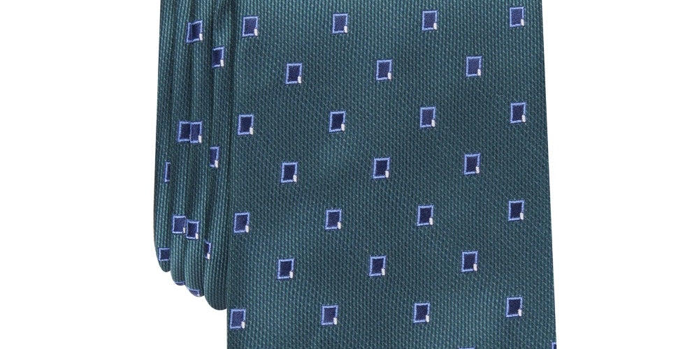 Alfani Men's Camino Neat Silk Blend Business Neck Tie Green Size Regular