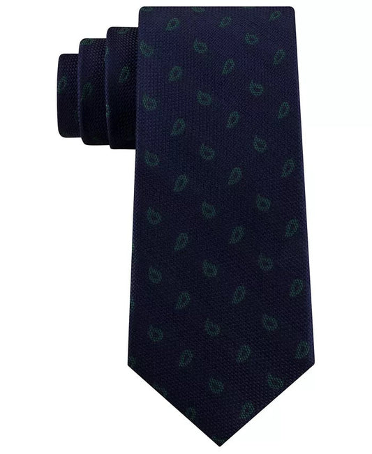 Tommy Hilfiger Men's Classic Textured Paisley Silk Tie Green Size Regular