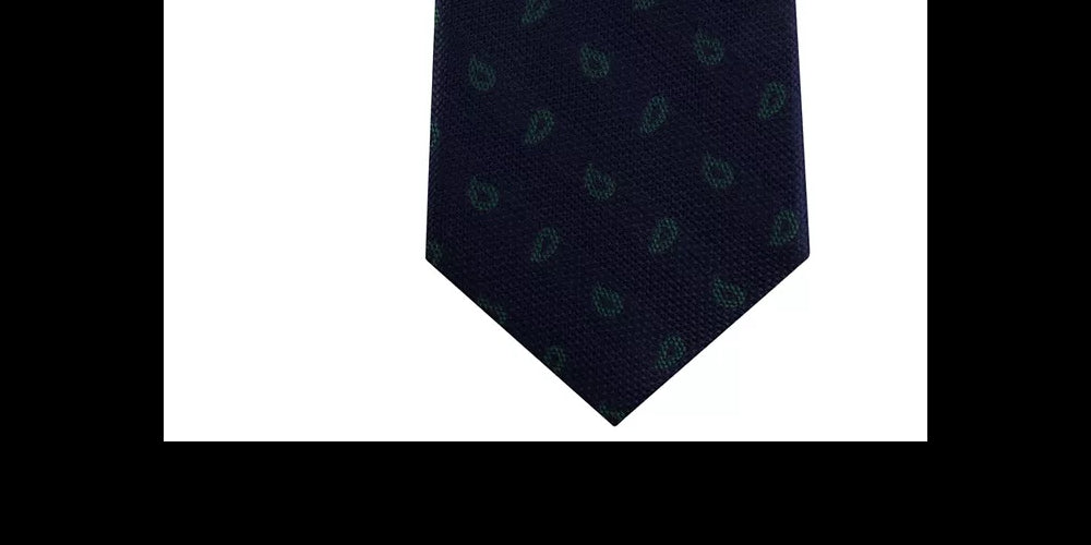 Tommy Hilfiger Men's Classic Textured Paisley Silk Tie Green Size Regular